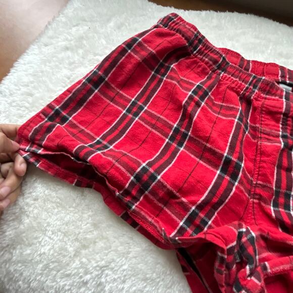 Atlanta Fastpitch Plaid Shorts Red White Black Elastic Waist Casual - Picture 5 of 7